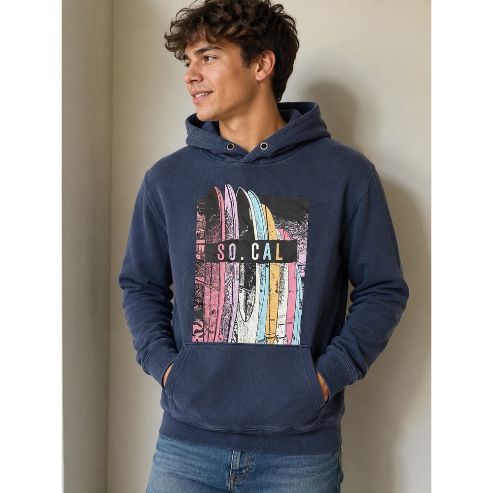 Aeropostale‎ Hoodie Men XL Blue So Cal Surfboard Graphic Sweatshirt gorpcore Y2K